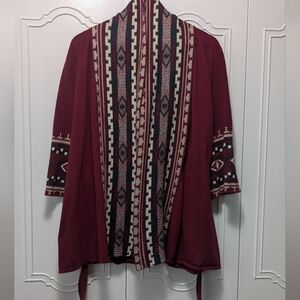 Forever 21 Red and Black Cozy Cardigan